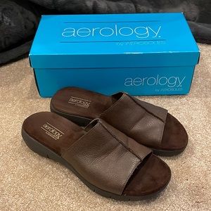 Aerology by Aerosoles brown leather sandals, size 8.5